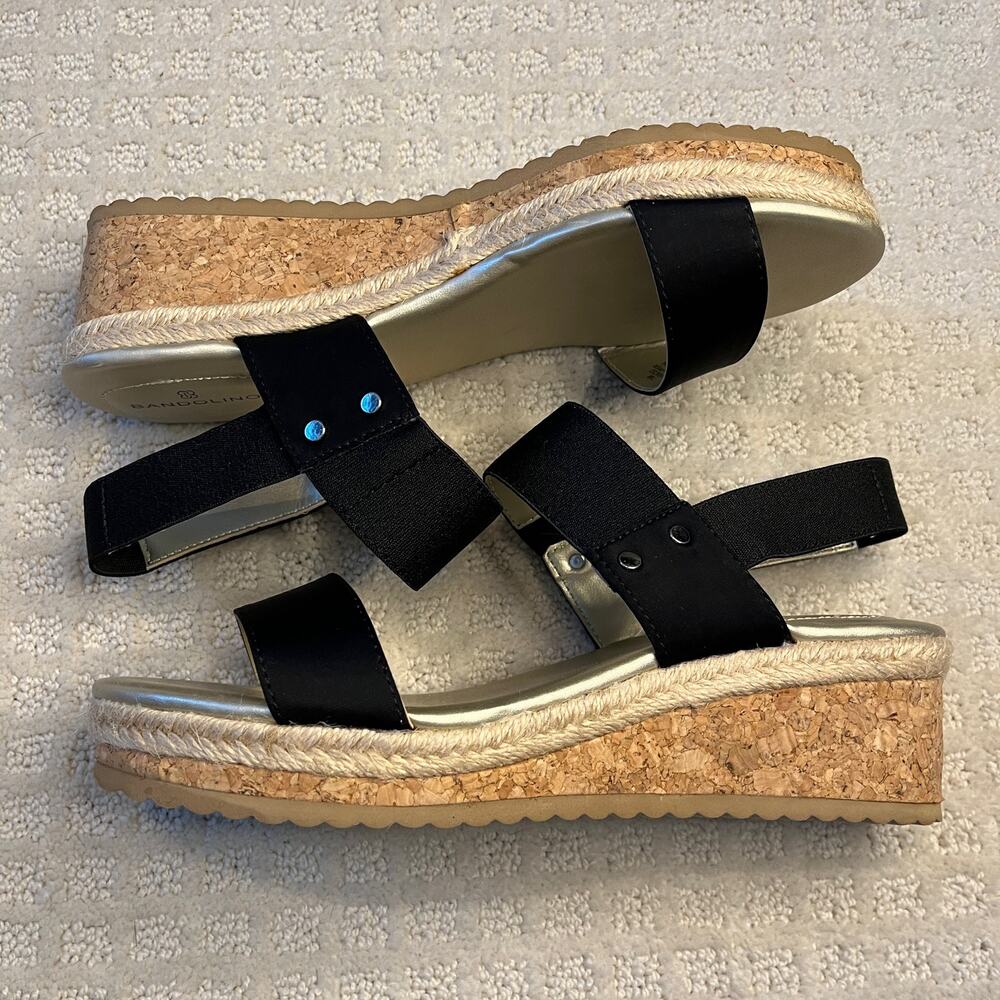 Bandolino Grace Cork Wedge Sandals Black Size 7.5 - Picture 6 of 9